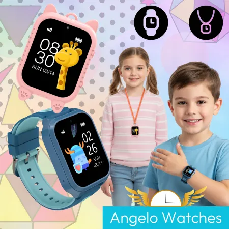 Smartwatch Dla Dziecka Angelo AW56 czarny GPS 4G Rozmowy Etui SIM Aparat Telefon Gry Menu PL