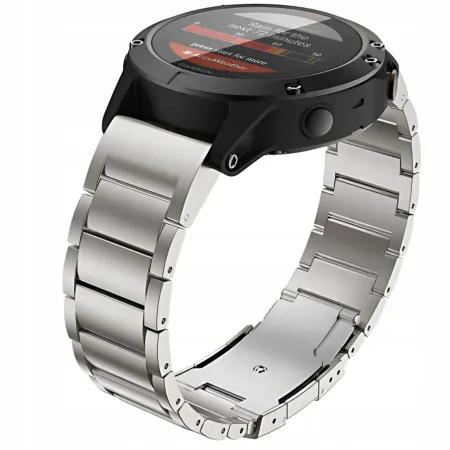 TYTANOWA BRANSOLETA SREBRNA (22mm) DO GARMIN FENIX 5 6 7 8 E PRO SOLAR INSTINCT QUCIKFIT