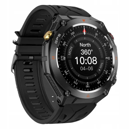 Smartwatch Męski Angelo AC82 czarny GPS Wodoodporny Sport Rozmowy Puls Menu PL