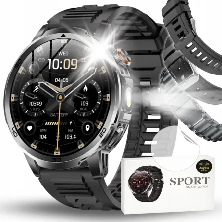 Smartwatch Wodoodporny Zegarek Męski Angelo AK95 Czarny Menu PL Rozmowy Ciśnienie Smart Watch