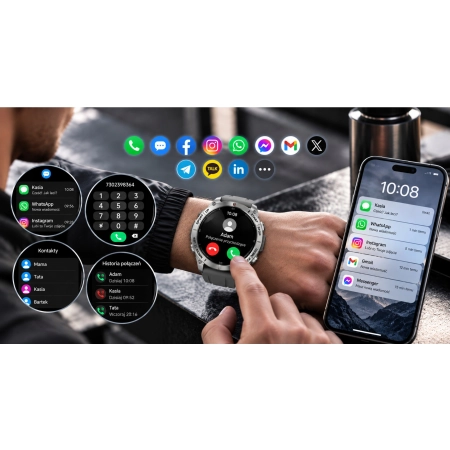 SMARTWATCH MĘSKI GPS AMOLED MAPY OFFLINE WODOODPORNY 5ATM ROZMOWY LATARKA
