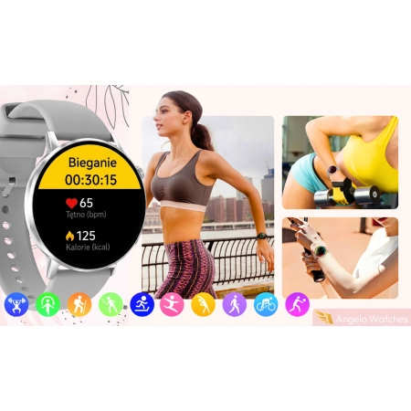 Smartwatch Damski Zegarek Rozmowy BT Zdrowie Sen SMS Polskie Menu Złoty