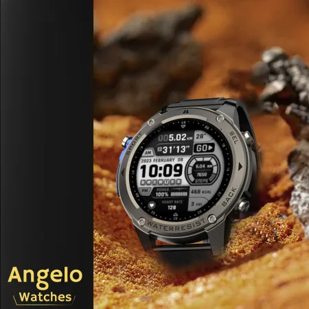 Smartwatch Zegarek Męski Angelo ADM56 czarny GPS Wodoodporny Rozmowy Sport IP69 Menu PL