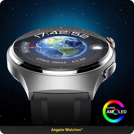 Smartwatch Kardiowatch Męski Angelo AT200 czarny Zegarek Rozmowy EKG HRV PPG Menu PL Gratis