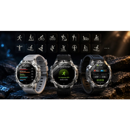SMARTWATCH MĘSKI SPORTOWY GPS AMOLED MAPY OFFLINE ROZMOWY BT KOMPAS LATARKA
