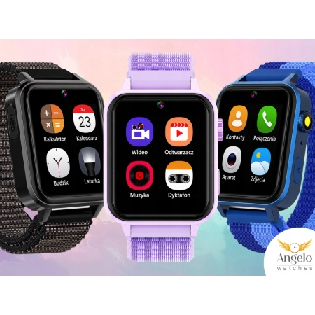 Smartwatch Dla Dziecka Angelo A8S niebieski Karta SIM Rozmowy Aparat Gry Wideo