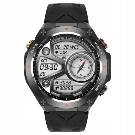 Smartwatch Męski Angelo AC82 czarny GPS Wodoodporny Sport Rozmowy Puls Menu PL