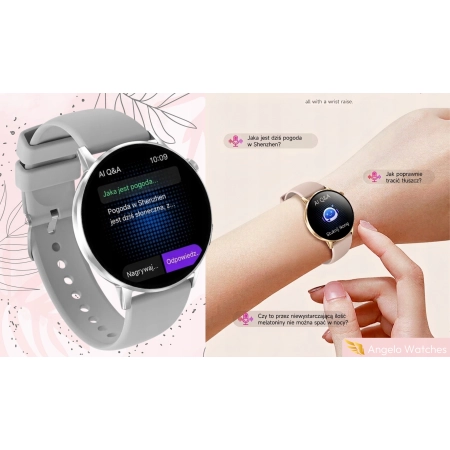 Smartwatch Damski Zegarek Rozmowy BT Zdrowie Sen SMS Polskie Menu Złoty