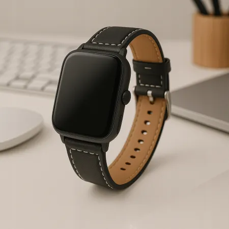 PASEK SKÓRZANY DO ZEGARKA SMARTWATCHA 20mm UNIWERSALNY CZARNY + TELESKOPY