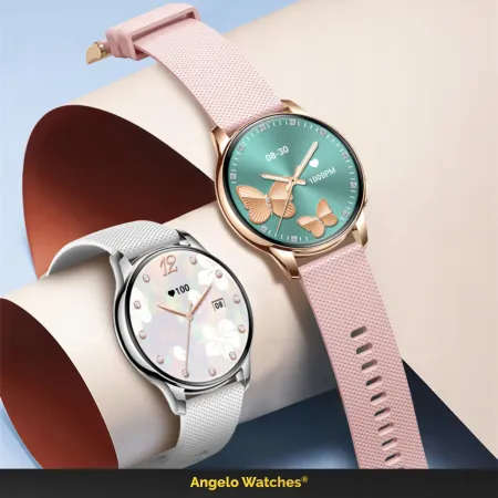 Smartwatch Zegarek Damski Angelo Y11 złoty AMOLED Ciśnienie Kroki Rozmowy Menu PL