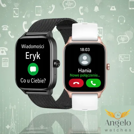Smartwatch Zegarek Damski Angelo I126 złoty Rozmowy Powiadomienia Menu PL Dla Kobiety