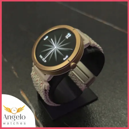 Smartwatch Damski Angelo DM76 złoty GPS Wodoodporny Zdrowie Rozmowy Sport Menu PL 3 Paski