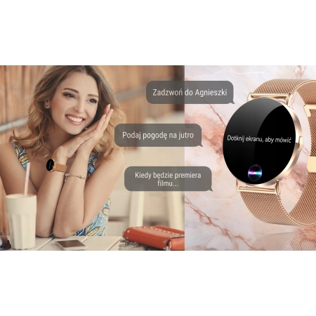 Smartwatch Damski Zegarek AMOLED Menu PL 3D Rozmowy Tlen Ciśnienie Kroki