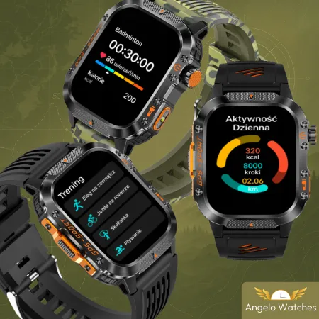 Smartwatch Męski Angelo HT36 sportowy Wodoodporny Rozmowy Menu PL