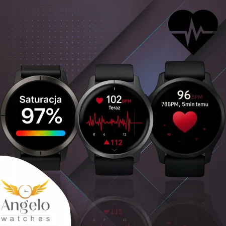 Smartwatch Męski Zegarek Angelo DM76 czarny GPS Wodoodporny Rozmowy AMOLED Sport Puls Menu PL