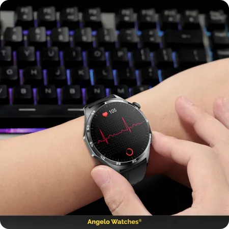 Smartwatch Męski Zegarek Kardiowatch Angelo AT300 czarny Ciśnienie EKG PPG Rozmowy Menu PL