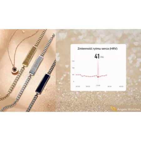 Smartwatch Smartband Damski Angelo B6 złoty Inteligentna Bransoleta EKG Puls Sport Menu PL