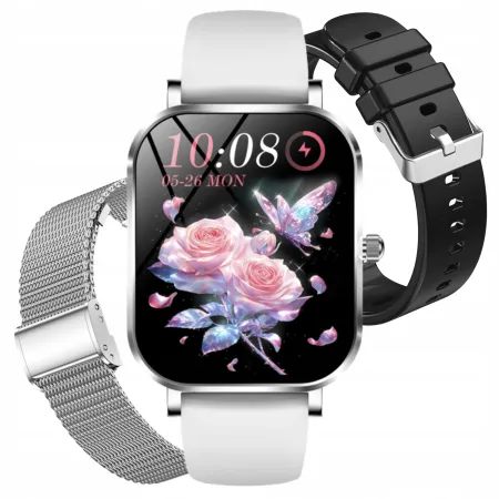 SMARTWATCH DAMSKI ZEGAREK ANGELO AK90 SREBRNY POWIADOMIENIA ROZMOWY SMART WATCH PL MENU