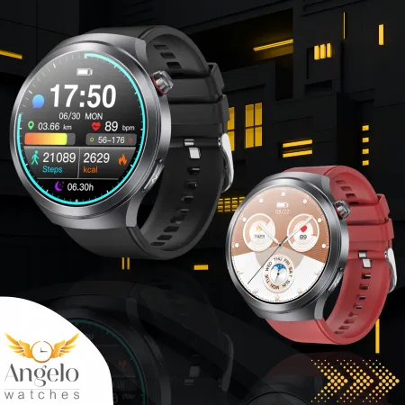 Smartwatch Zegarek Męski Angelo AT475 czarny Kardiowatch EKG HRV Rozmowy Menu PL 4 Paski
