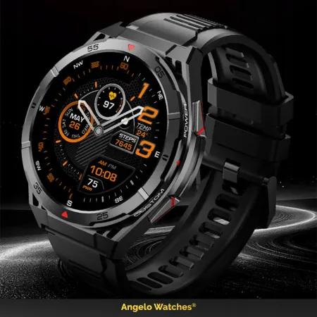 Smartwatch Męski Angelo AX2 czarny GPS Wodoodporny Sport Rozmowy Menu PL
