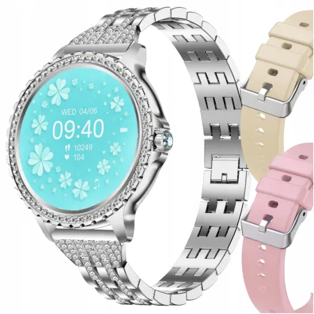 SMARTWATCH DAMSKI ZEGAREK ANGELO A58 SREBRNY ROZMOWY SMART WATCH DLA KOBIETY MENU PL