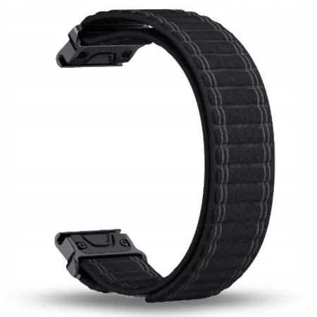 Pasek Nylonowy czarny (22mm) Do Garmin Fenix 5 6 7 8 E Pro Solar Instinct Epix QuickFit