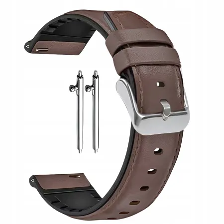 PASEK SKÓRZANY DO ZEGARKA SMARTWATCHA BRĄZOWY 22mm UNIWERSALNY + TELESKOPY