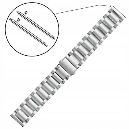 PASEK BRANSOLETA DO ZEGARKA SMARTWATCHA UNIWERSALNA 22mm SREBRNA TELESKOPY