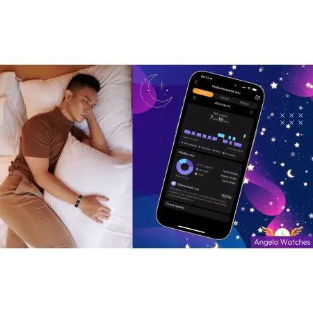 Smartwatch Smartband Damski Angelo B8 złoty Inteligentna Bransoleta EKG Puls Sport Menu PL