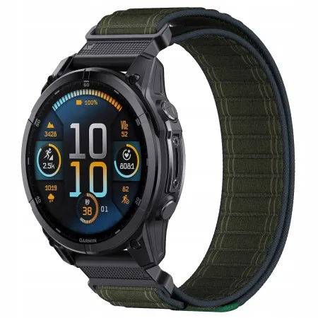 Pasek Nylonowy zielony (22mm) Do Garmin Fenix 5 6 7 8 E Pro Solar Instinct Epix QuickFit