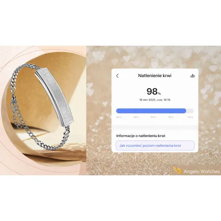 Smartwatch Smartband Damski Angelo B6 czarny Inteligentna Bransoleta EKG Puls Sport Menu PL