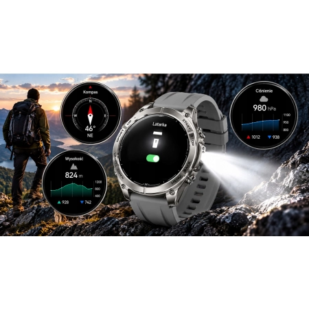 SMARTWATCH MĘSKI GPS AMOLED MAPY OFFLINE WODOODPORNY 5ATM ROZMOWY LATARKA