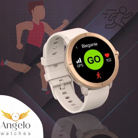 Smartwatch Męski Zegarek Angelo DM76 czarny GPS Wodoodporny Rozmowy AMOLED Sport Puls Menu PL