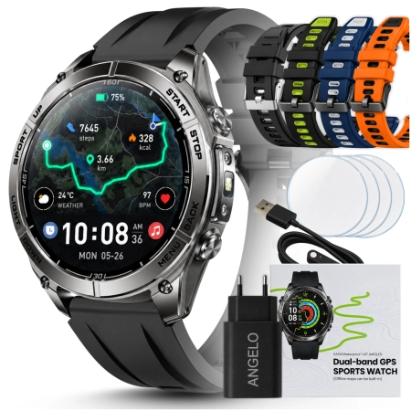 SMARTWATCH MĘSKI GPS AMOLED MAPY OFFLINE WODOODPORNY 5ATM ROZMOWY LATARKA