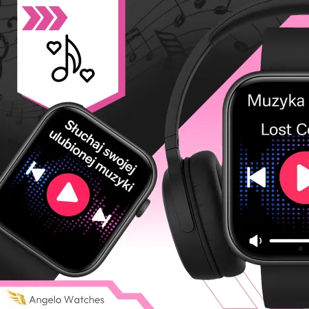 Smartwatch Zegarek Damski Angelo AQX7 PRO złoty Rozmowy SMS Sport Zdrowie Menu PL 4 Paski