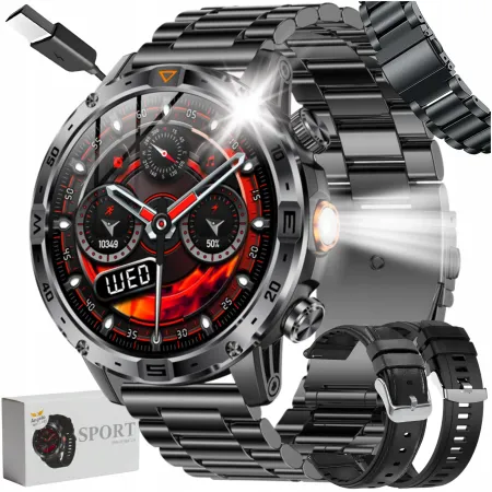 Smartwatch Wodoodporny Zegarek Męski Angelo AK91 czarny Menu PL Rozmowy Ciśnienie