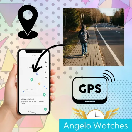 Smartwatch Dla Dziecka Angelo AW56 czarny GPS 4G Rozmowy Etui SIM Aparat Telefon Gry Menu PL