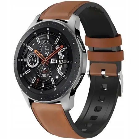 PASEK SKÓRZANY DO ZEGARKA SMARTWATCHA 20mm UNIWERSALNY BRĄZOWY + TELESKOPY