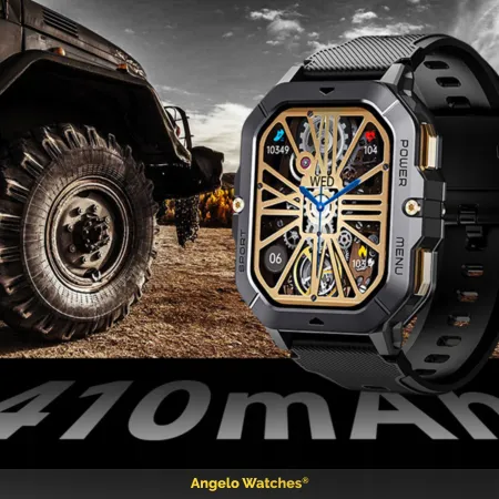 Smartwatch Męski Angelo AC28 czarny Militarny Wodoodporny Rozmowy AMOLED Menu PL