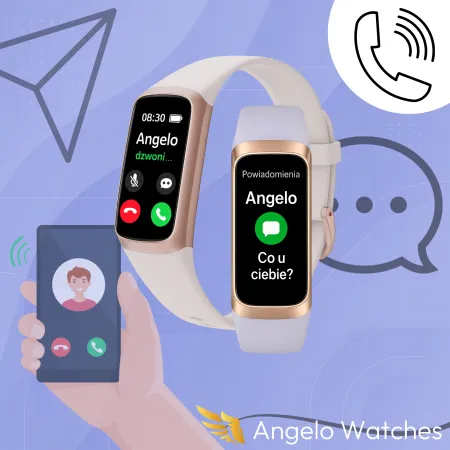 Smartwatch Smartband Angelo C60 fioletowy AMOLED Rozmowy Sport Ciśnieniomierz Szkło Menu PL