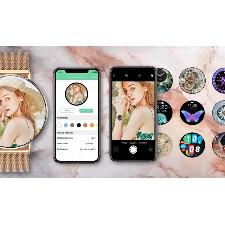 Smartwatch Damski Zegarek AMOLED Menu PL 3D Rozmowy Tlen Ciśnienie Kroki